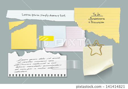 Realistic paper notes with ripped edges 141414821
