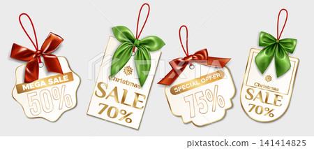 Christmas sale labels with silky bows Christmas sale labels with silky bows 141414825