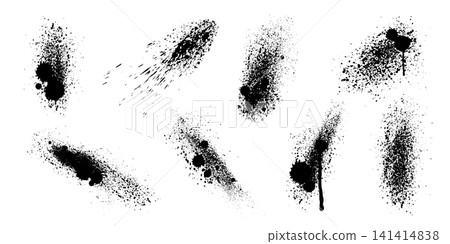 Black mmud splatters, ink drops and paint spray Black mmud splatters, ink drops and paint spray 141414838