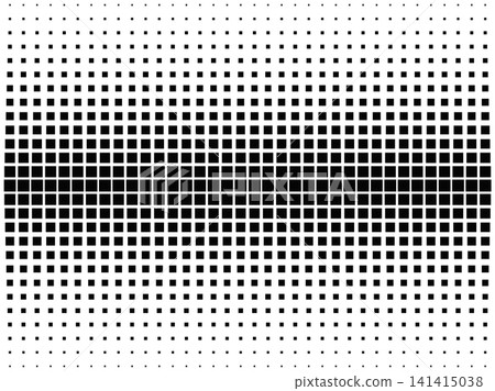 Pattern with repeated descreasing square shapes. Black quadrangular dots on white background with gradient effect. Geometric mosaic texture. Minimalistic checkered print. Vector graphic illustration Pattern with repeated descreasing square shapes. Black quadrangular dots on white background with gradient effect. Geometric mosaic texture. Minimalistic checkered print. Vector graphic illustration 141415038