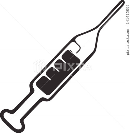 Illustration, outline and solid vector icons of medical syringe for injection used in healthcare and vaccination. Illustration, outline and solid vector icons of medical syringe for injection used in healthcare and vaccination. 141415095