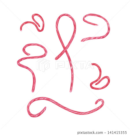 Hand drawn watercolor chineese red threads set. Illustration isolated on white background. Can be used for postcard, label, scrapbook and other printed products Hand drawn watercolor chineese red threads set. Illustration isolated on white background. Can be used for postcard, label, scrapbook and other printed products 141415355