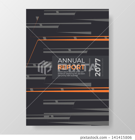 Black and orange modern business annual report. A4 cover design template for flier, brochure, booklet, flyer, poster, book, background, banner, presentation. 141415806