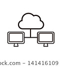 Cloud network connection line icon 141416109
