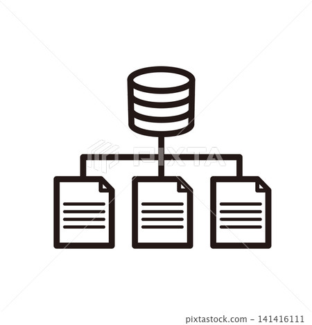 Simple line art icons for cloud databases and file management systems. Simple line art icons for cloud databases and file management systems. 141416111