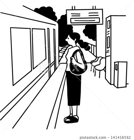 火車站台、火車、女人 火車站台、火車、女人 141416582