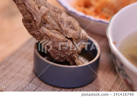 Close-up of Tender Meat on Serving Dish 141416740