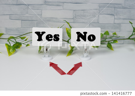 Cards showing Yes and No options and branching images 141416777