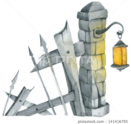 Damaged Fence Illustration Damaged Fence Illustration 141416795