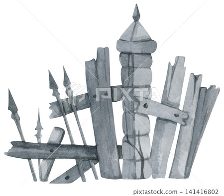 Damaged Fence Illustration Damaged Fence Illustration 141416802
