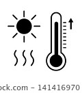 High temperature thermometer pictogram to warn of the risk of heatstroke 141416970