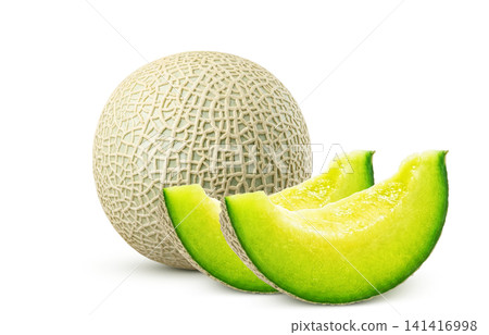 Realistic Melon Illustration on a White Background Realistic Melon Illustration on a White Background 141416998
