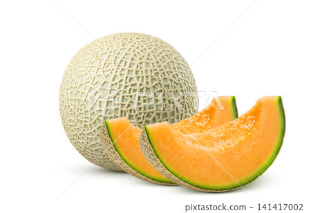 Realistic Melon Illustration on a White Background Realistic Melon Illustration on a White Background 141417002