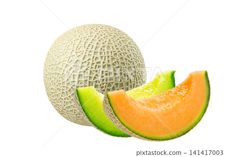 Realistic Melon Illustration on a White Background Realistic Melon Illustration on a White Background 141417003