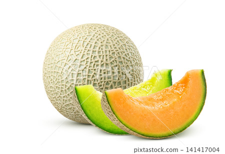 Realistic Melon Illustration on a White Background Realistic Melon Illustration on a White Background 141417004
