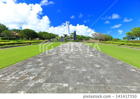 [Okinawa Prefecture] Okinawa Prefectural Peace Memorial Hall in Peace Memorial Park under a clear blue sky 141417350