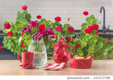 table, flower, bouquet 141417396