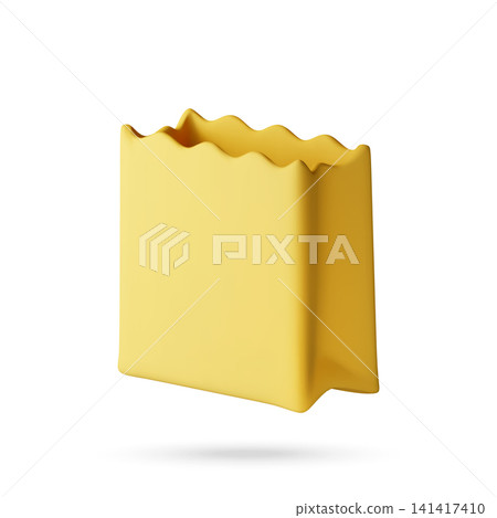 Yellow paper bag as 3D icon 141417410
