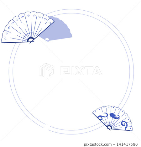 A cool, round, Japanese-style frame material (blue) featuring a fan design. A cool, round, Japanese-style frame material (blue) featuring a fan design. 141417580