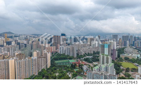 Hong Kong July 19 2022 view of Wong Tai Sin cityscape. Hong Kong July 19 2022 view of Wong Tai Sin cityscape. 141417643