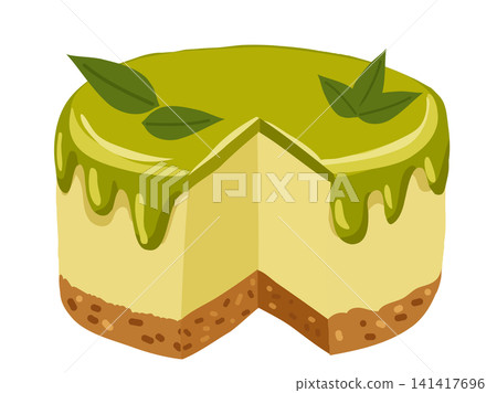 Matcha cheesecake for bakers and dessert lovers featuring green tea glaze and crumb crust Matcha cheesecake for bakers and dessert lovers featuring green tea glaze and crumb crust 141417696