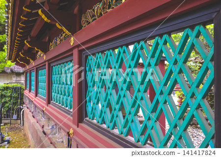 April 25 2026 Ueno Toshogu Shrine Corridor With Teal Lattice April 25 2026 Ueno Toshogu Shrine Corridor With Teal Lattice 141417824