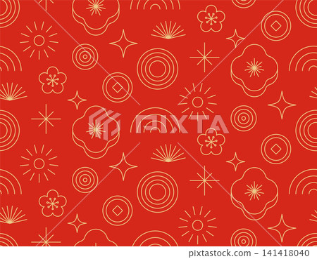Minimal Chinese pattern for Chinese New Year banners, posters, greeting cards and wrapping paper Minimal Chinese pattern for Chinese New Year banners, posters, greeting cards and wrapping paper 141418040