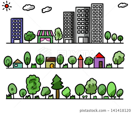 插圖素材：簡單的街景插圖 141418120
