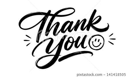 Signature thank you lettering with smiled emoji Signature thank you lettering with smiled emoji 141418505
