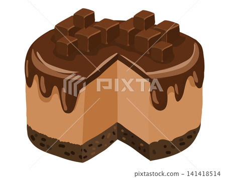 A rich chocolate caramel cake with cookie crust, creamy filling and glossy topping, 141418514