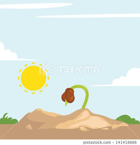 cartoon background vector illustration of sprouting seeds growing in the field under the morning sun cartoon background vector illustration of sprouting seeds growing in the field under the morning sun 141418666