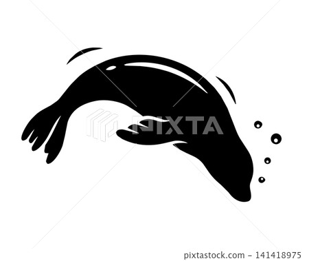Silhouette vector of a diving seal Silhouette vector of a diving seal 141418975