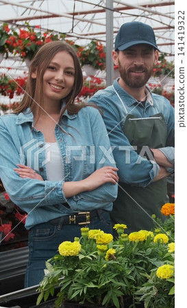 Vertical video Shopping for Flowers in a Sunlit Garden Shop. 4K. Person browsing decorative plants in a sunny greenhouse market. Home and Garden concept. Vertical video Shopping for Flowers in a Sunlit Garden Shop. 4K. Person browsing decorative plants in a sunny greenhouse market. Home and Garden concept. 141419322