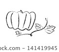 Hand-drawn style pumpkin line art illustration, autumn plant material 141419945