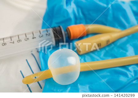 Foley catheter and urine drainage bag collect urine for disability or patient in hospital. Foley catheter and urine drainage bag collect urine for disability or patient in hospital. 141420299
