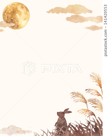 滿月的水彩畫框 141420553