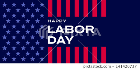 USA Labor Day card banner, American flag background 141420737