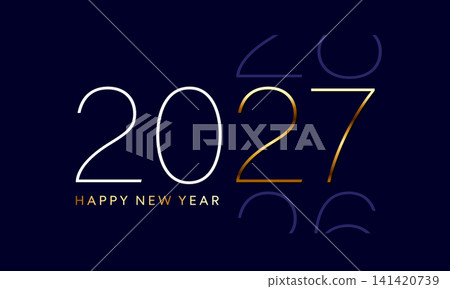 Happy New Year 2027 poster, gold number, countdown card Happy New Year 2027 poster, gold number, countdown card 141420739