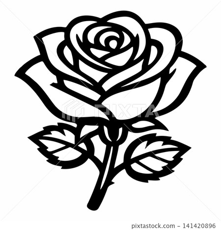 Black and white rose line art vector graphic Black and white rose line art vector graphic 141420896