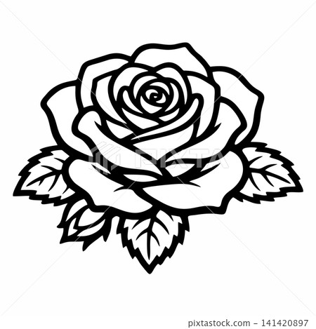 Black and white rose line art vector graphic Black and white rose line art vector graphic 141420897