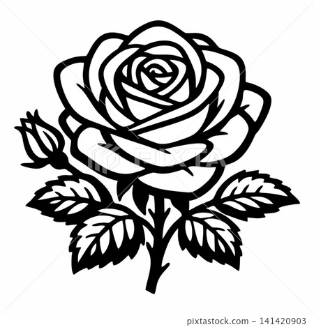 Black and white rose line art vector graphic Black and white rose line art vector graphic 141420903