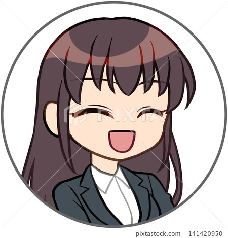 身穿西裝的微笑女孩圖示(有邊框) 身穿西裝的微笑女孩圖示(有邊框) 141420950