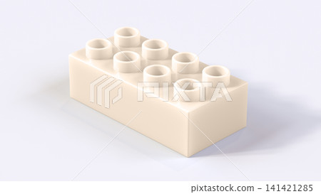 Ivory Plastic Building Lego Block on White Background 141421285