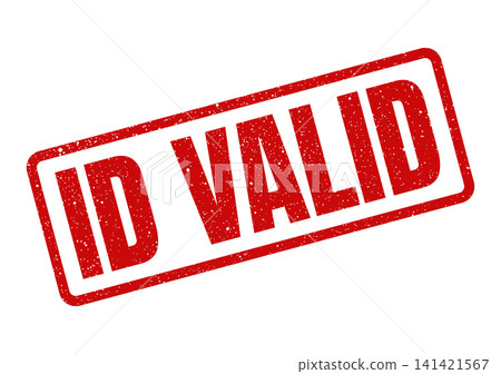 Red rectangular grunge rubber stamp displaying ID VALID text, indicating approval for identification verification Red rectangular grunge rubber stamp displaying ID VALID text, indicating approval for identification verification 141421567