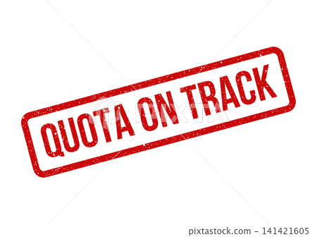Red rectangular grunge stamp indicating positive progression and that a specific quota is currently on track Red rectangular grunge stamp indicating positive progression and that a specific quota is currently on track 141421605