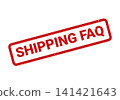 Red rectangular grungy rubber stamp icon displaying SHIPPING FAQ for customer service and support information 141421643