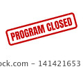 Red rectangular program closed rubber stamp illustration with grunge texture marking conclusion 141421653