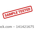 Red rectangular rubber stamp featuring SAMPLE TESTED text with grunge texture, signifying completion of an examination procedure or quality check 141421675