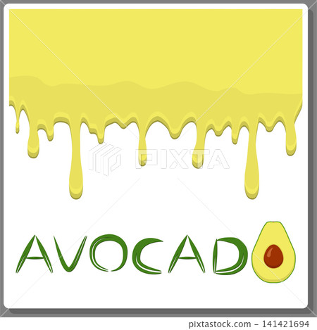 Illustration on theme falling runny avocado drip at sugary cow milk 141421694