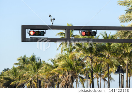American street traffic light in Miami, Florida. USA transportation American street traffic light in Miami, Florida. USA transportation 141422158